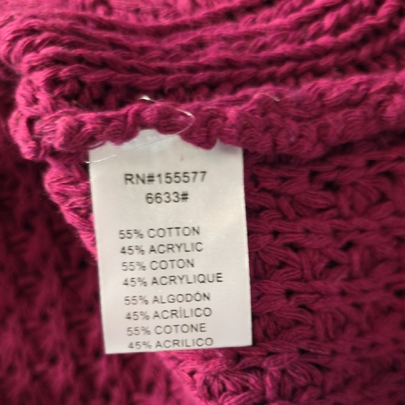 NWT Oversized S/M Miracle Women's V-Neck Cable Knit Sweater - Burgundy - Picture 6 of 7